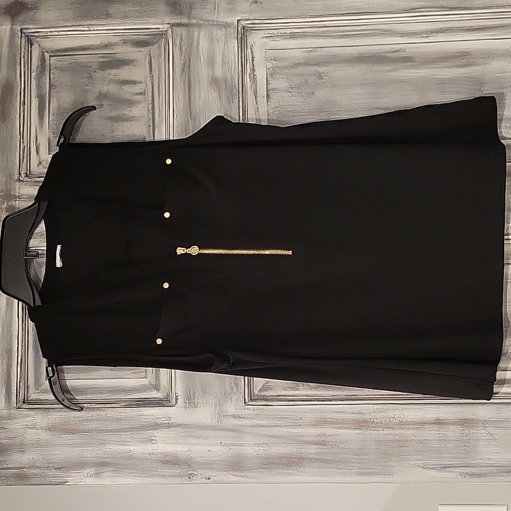 Black Sleeveless Top with Gold Accents
